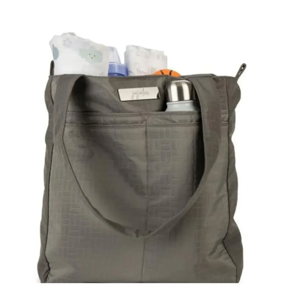 JuJuBe Be Light Diaper Tote Bag Gray Basket Weave Travel Baby Shoulder Bag NWT